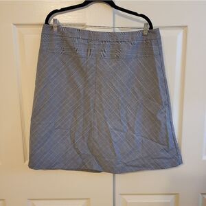 NWOT First Option grey/blue plaid midi skirt